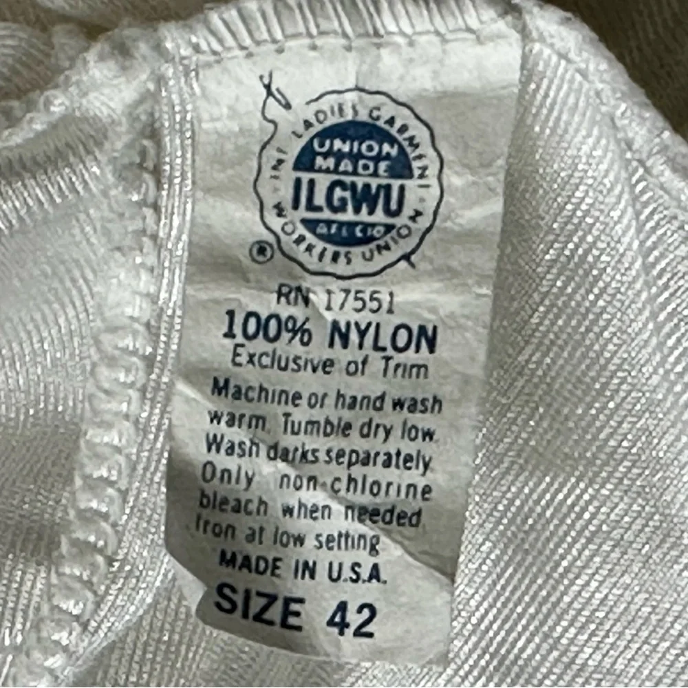 White Pink Lace Chemise Spaghetti Straps Slip Dress Vintage Union Made Size 42 - Picture 11 of 11